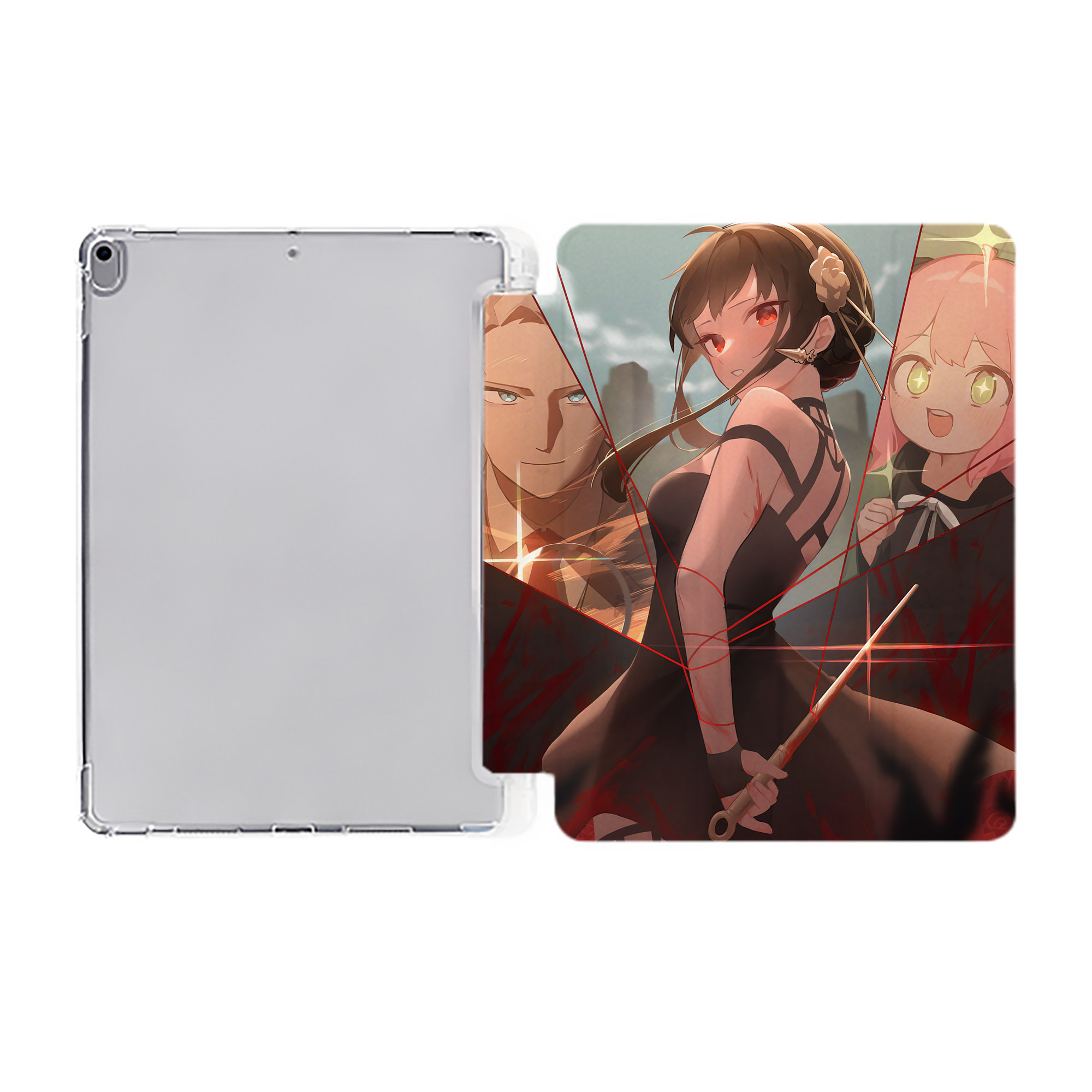 （画像用） SPY×FAMILY间谍家家酒 IPad ケース ペン収納付き 三つ折りスタンド PUレザー×シリコン 対応機種9.5/10.5/10.9インチ